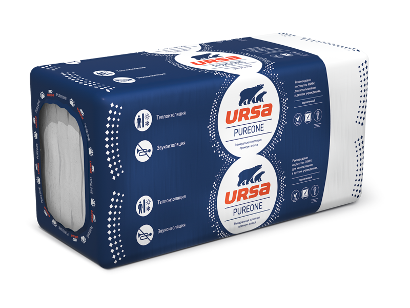 Утеплитель Ursa PureOne 34 PN 1250x600x100мм 