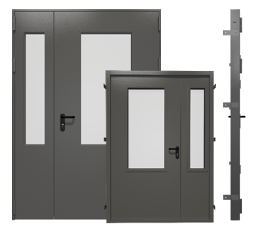 Двупольные Двери Гладиум EI60 со стеклом до 25% без наличника