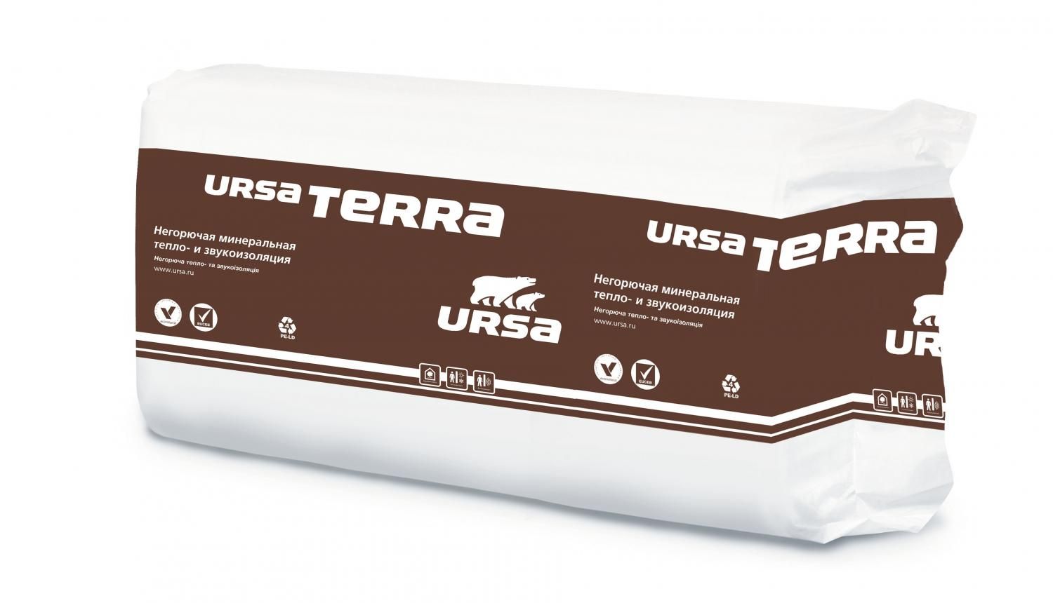 Утеплитель Ursa TERRA 37 PN 1250x610x100мм 