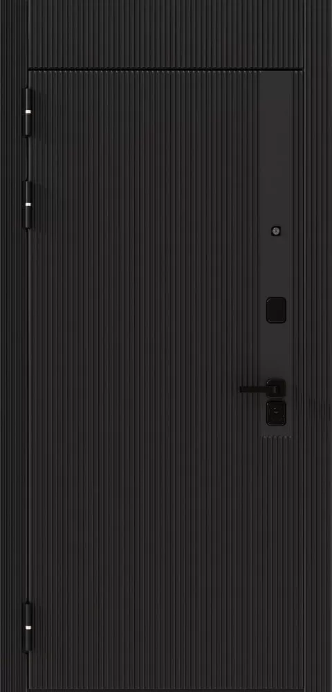 Входная металлическая дерь ДК-20 Чёрный софт с фальш фрамугой с царговыми панелями, 16 мм 
