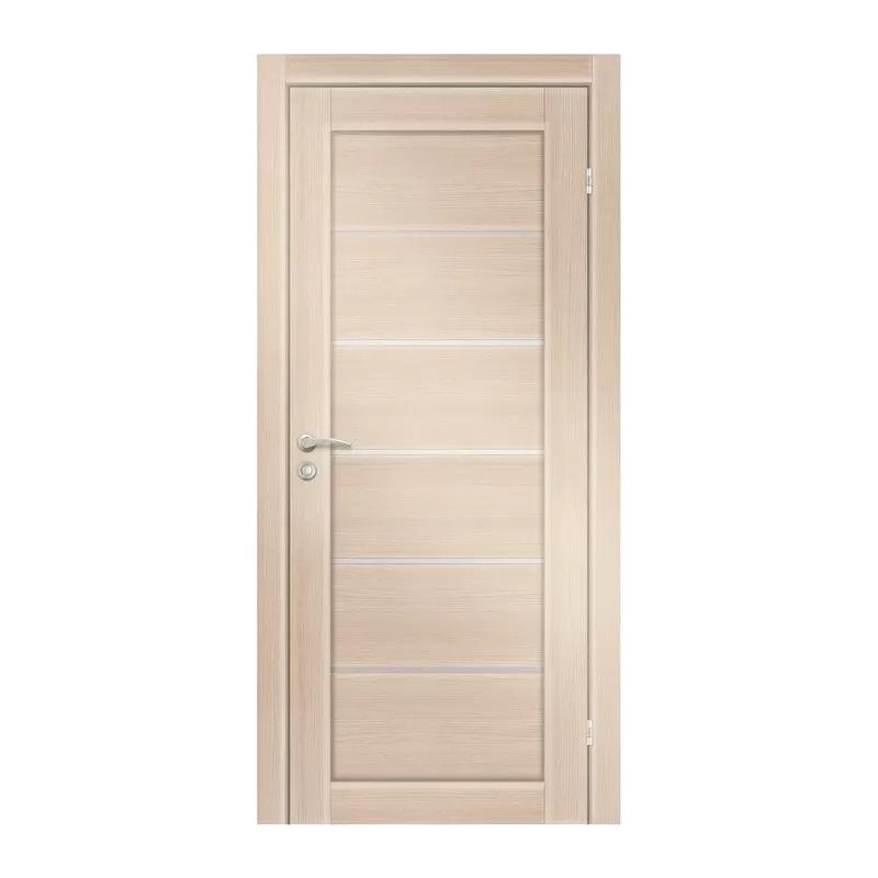 Полотно дверное Olovi Канзас, со стеклом, беленый дуб, б/п, б/ф (800х2000х35 мм), цена р. за шт.