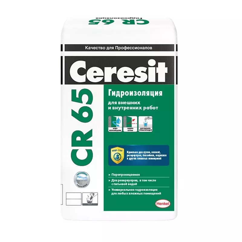 Смесь гидроизоляционная цементная Ceresit, CR65, 20 кг Смесь гидроизоляционная цементная Ceresit, CR65, 20 кг